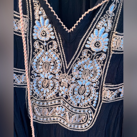 Free People long sleeve embroidered mini dress sz L - Picture 5 of 5